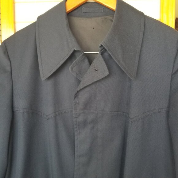 Men's London Fog Trench Coat Size 40 Long Navy Blue - Picture 3 of 10